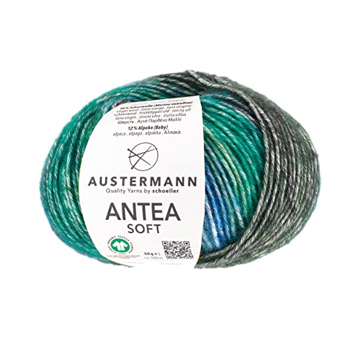Antea Soft - Farbverlaufsgarn aus einer Baumwolle-Alpaka Mischung - 50g Effektwolle zum Stricken Farbe 04 - Pinie Antea Soft - Farbverlaufsgarn aus einer Baumwolle-Alpaka Mischung - 50g Effektwolle zum Stricken Farbe 04 - Pinie von austermann