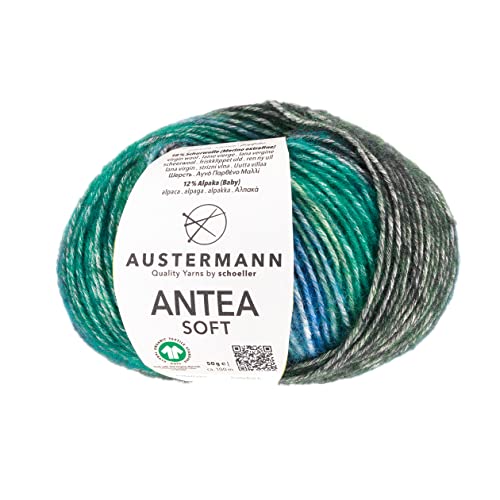 Antea Soft - Farbverlaufsgarn aus einer Baumwolle-Alpaka Mischung - 50g Effektwolle zum Stricken Farbe 04 - Pinie von austermann