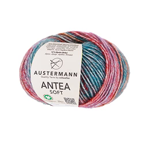 Antea Soft - Farbverlaufsgarn aus einer Baumwolle-Alpaka Mischung - 50g Effektwolle zum Stricken Farbe 06 - Petrol von austermann