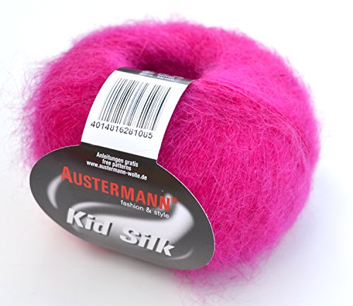 Austermann Kid Silk Farbe 43 magenta - feines Lace Garn, Mohair Lace Wolle zum Lace stricken von austermann