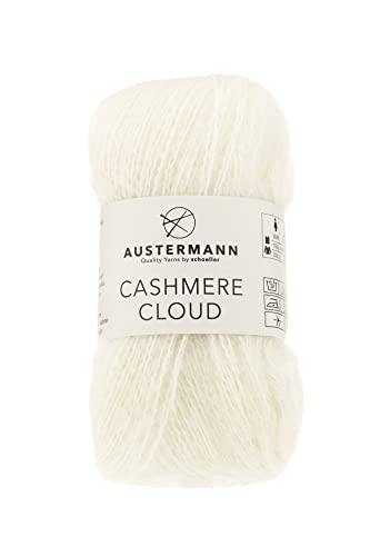 austermann Cashmere Cloud - Kaschmir Wollmischung zum Stricken - Lauflänge 180m je 25g Knäuel Farbe 01 - Natur von austermann