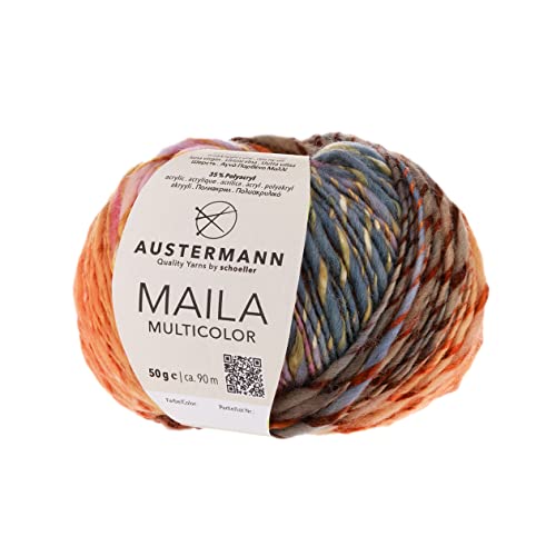 Maila Multicolor - dicke Wolle mit Farbverlauf zum Stricken - ca. 90m Lauflänge je 50g Wollknäuel Farbe 01 - Rosenholz Maila Multicolor - dicke Wolle mit Farbverlauf zum Stricken - ca. 90m Lauflänge je 50g Wollknäuel Farbe 01 - Rosenholz von austermann