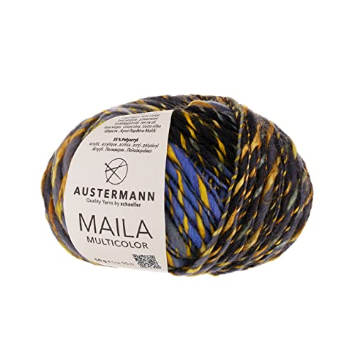 Maila Multicolor - dicke Wolle mit Farbverlauf zum Stricken - ca. 90m Lauflänge je 50g Wollknäuel Farbe 06 - Galaxie von austermann