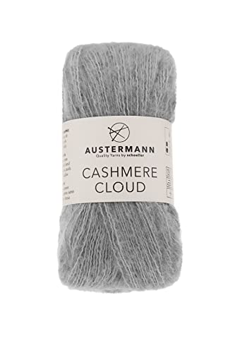 austermann Cashmere Cloud - Kaschmir Wollmischung zum Stricken - Lauflänge 180m je 25g Knäuel Farbe 06 - Silber von austermann