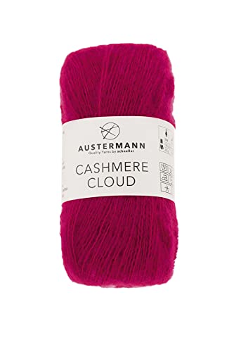 austermann CASHMERE CLOUD - Kaschmir Wollmischung zum Stricken - Lauflänge 180m je 25g Knäuel Farbe 08 - KIRSCHE von austermann