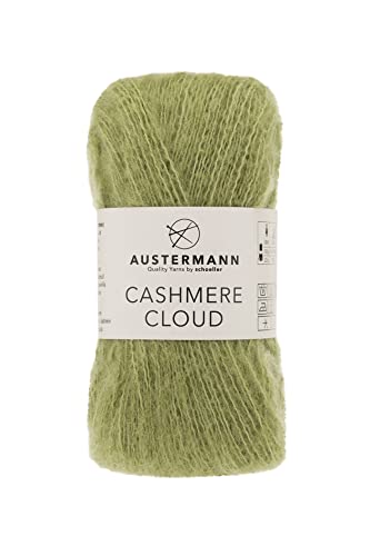 austermann Cashmere Cloud - Kaschmir Wollmischung zum Stricken - Lauflänge 180m je 25g Knäuel Farbe 10 - LAUB von austermann