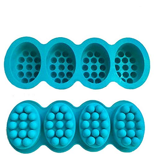 2 Stück Massage-Bar-Silikon-Formen mit 4 Mulden, 137 ml, Seifenform für DIY Herstellung von Schokoladenrosa/blau (blau) von ausuky