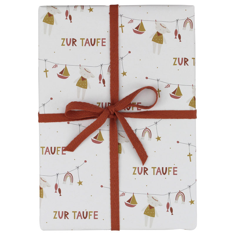 Geschenkpapier Lamm - Zur Taufe In Rot/Ocker von ava&yves