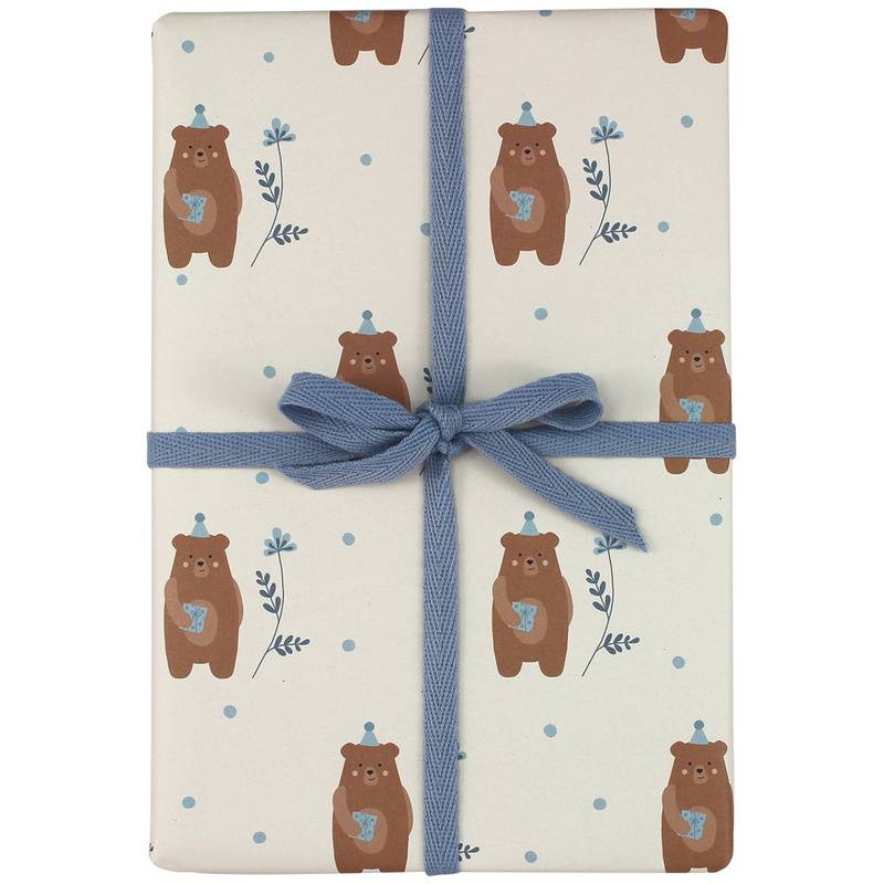 Geschenkpapier Partybären (50X70 Cm) 3Er-Set In Blau von ava&yves
