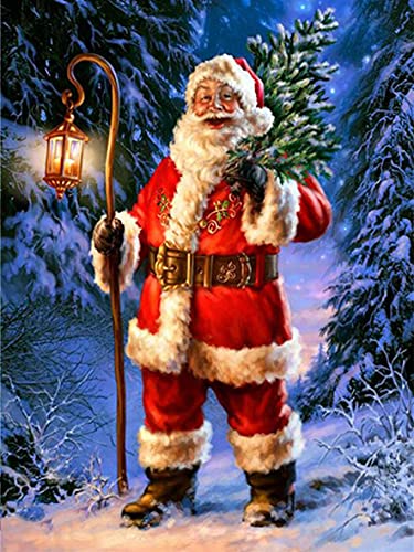 Showker 5D Diamant Painting Kit Christmas - DIY Diamond Painting Weihnachtsmann Bilder Zubehör für Runde Diamond Kreuzstich Stickerei - Dekorative Kunst für Büro und Zuhause - Wandbild 30x40 cm von Showker