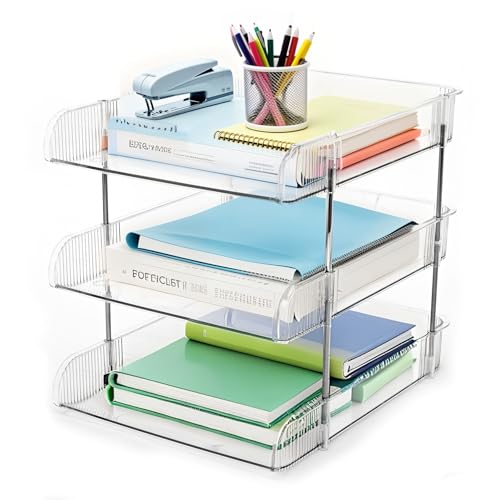 awagas Clear Stapelbare Papierschalen, 3 Stöckige Briefablage Ablagefächer Transparenter PET Clear Schreibtisch Brief Tray Set Acryl Stapelbare A4-Papierablage für Dokumente Buchmagazin Ordner Papier awagas Clear Stapelbare Papierschalen, 3 Stöckige Briefablage Ablagefächer Transparenter PET Clear Schreibtisch Brief Tray Set Acryl Stapelbare A4-Papierablage für Dokumente Buchmagazin Ordner Papier von awagas