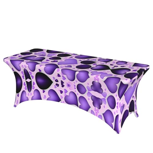axzttupy Elegante rechteckige Tischdecke für große, rechteckige, ovale Tische, einfache Installation, Violett mit Herzmuster axzttupy Elegante rechteckige Tischdecke für große, rechteckige, ovale Tische, einfache Installation, Violett mit Herzmuster von axzttupy