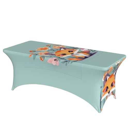 axzttupy Elegante rechteckige Tischdecke mit niedlichem Fuchs-Blumendruck, für große, rechteckige, ovale Tische, einfache Installation axzttupy Elegante rechteckige Tischdecke mit niedlichem Fuchs-Blumendruck, für große, rechteckige, ovale Tische, einfache Installation von axzttupy