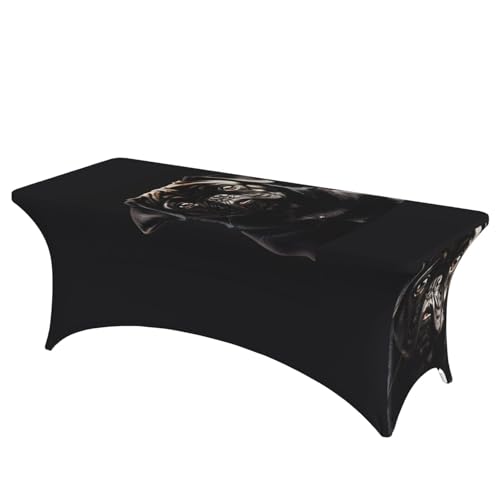 axzttupy Elegante rechteckige Tischdecke mit niedlichem Mops-Motiv, für große, rechteckige, ovale Tische, einfache Installation von axzttupy