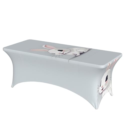 axzttupy Elegante rechteckige Tischdecke mit niedlichem weißen Hasen-Druck, für große, rechteckige, ovale Tische, einfache Installation axzttupy Elegante rechteckige Tischdecke mit niedlichem weißen Hasen-Druck, für große, rechteckige, ovale Tische, einfache Installation von axzttupy