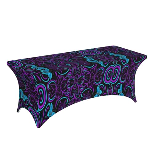 axzttupy Elegante rechteckige Tischdecke mit violettem Schmetterlings- und Blumendruck, für große, rechteckige, ovale Tische, einfache Installation axzttupy Elegante rechteckige Tischdecke mit violettem Schmetterlings- und Blumendruck, für große, rechteckige, ovale Tische, einfache Installation von axzttupy