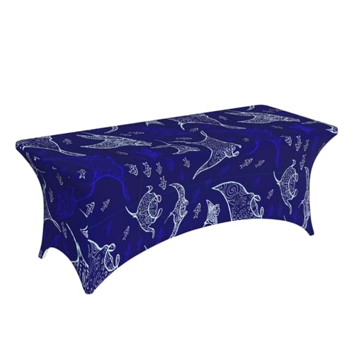 axzttupy Manta Ray und Fisch-Druck, elegante rechteckige Tischdecke für große, rechteckige, ovale Tische, einfache Installation axzttupy Manta Ray und Fisch-Druck, elegante rechteckige Tischdecke für große, rechteckige, ovale Tische, einfache Installation von axzttupy
