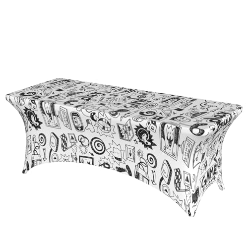 axzttupy Monochrome Skizzen-Stil, Gaming-Druck, elegante rechteckige Tischdecke für große, rechteckige, ovale Tische, einfache Installation axzttupy Monochrome Skizzen-Stil, Gaming-Druck, elegante rechteckige Tischdecke für große, rechteckige, ovale Tische, einfache Installation von axzttupy