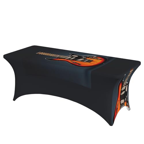 axzttupy Orangefarbene Tischdecke mit E-Gitarren-Druck, elegant, rechteckig, für große, rechteckige, ovale Tische, einfache Installation axzttupy Orangefarbene Tischdecke mit E-Gitarren-Druck, elegant, rechteckig, für große, rechteckige, ovale Tische, einfache Installation von axzttupy