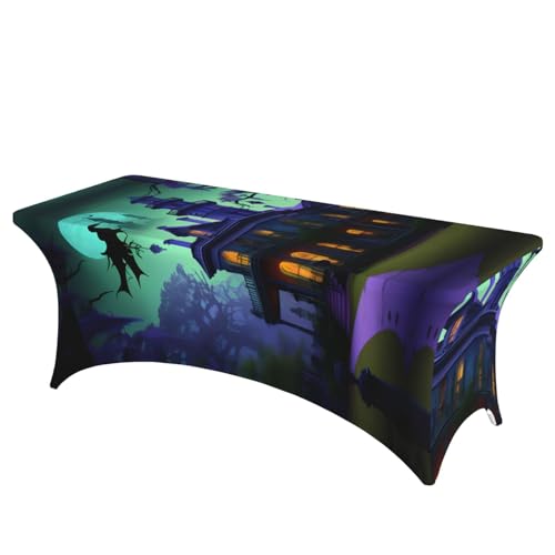 axzttupy Schwarze Tischdecke mit Haunted Mansion-Druck, elegant, rechteckig, für große, rechteckige, ovale Tische, einfache Installation axzttupy Schwarze Tischdecke mit Haunted Mansion-Druck, elegant, rechteckig, für große, rechteckige, ovale Tische, einfache Installation von axzttupy
