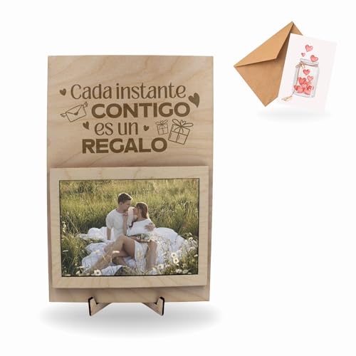 ayurvana Personalisierbarer Bilderrahmen aus Holz, einzigartiges Geschenk für Mutter, Großmutter, Liebe oder Freundschaft, Wanddekoration mit Juteschnur und Postkarte, 24 x 16 cm (CADAINSCONVER) von ayurvana
