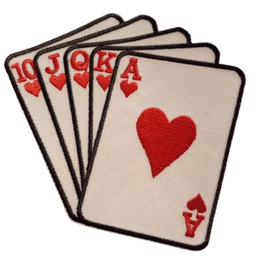 B2see Aufnäher Poker Spielkarten Ass, Bügelbild Patch für Kleidung, 10 cm, Schwarz-Rot-Weiß (Herz Strasse) von b2see