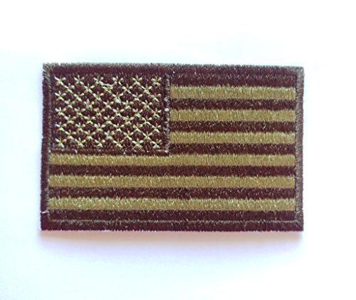 b2see Militär Fahnen Aufnäher Bügelbild Aufbügler Iron on Patch Flicken Applikation für Stoff Kleidung zum aufbügeln USA Flagge Oliv/kakifarben 7.5 cm von b2see
