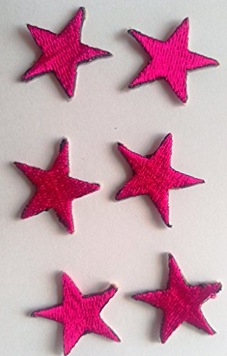 b2see Aufnäher Patches Set für Jacken Jeans Frauen Kleidung Bügelbild Flicken Stoff Patch Kleider Aufnäher Patches Aufbügler zum Aufbügeln Set 6 x mini Sterne (pink) von b2see