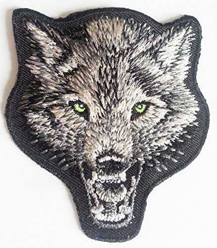 B2See Aufnäher Patches für Jacken Jeans Kleidung Bügelbilder Flicken Stoff Patch Kleider Aufnäher Patches Aufbügler zum Aufbügeln 7,6 x 7 cm Tier Aufnäher Wolf von B2See