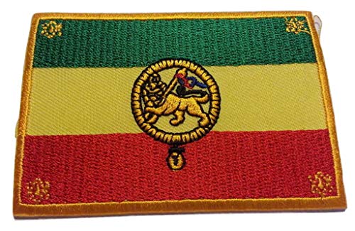 b2see Iron on Bügel Aufnäher Fahne Patches Flicken Aufbügler Bügelbild Applikation Flagge Sticker-Ei Rastafari Äthiopien König Judah 7 x 5 cm von b2see