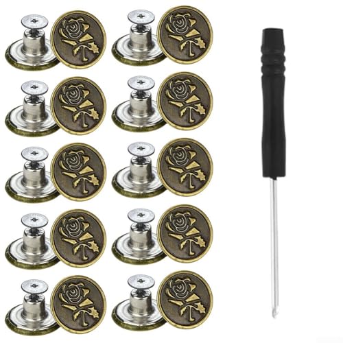Reparatur-Set mit 10 Jeansknöpfen aus Metall, perfekte Lösung für enge oder lockere Hosen (B) von babominimer