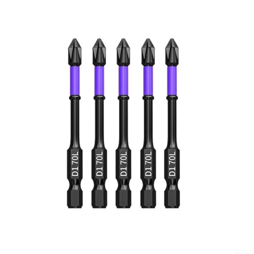 babominimer 5 x rutschfeste PH2 magnetische Chargenkopf-Kreuzschraubendreher-Härte-Bohrer (5 Stück, 70 mm) von babominimer