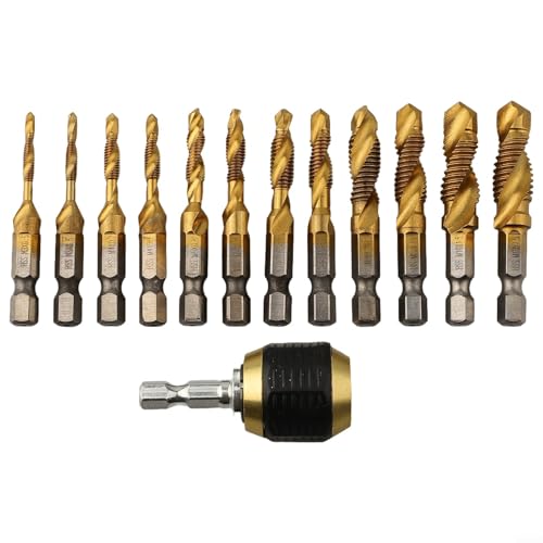 babominimer Für 12-teilige beschichtete Mischgewindebohrer, 50 mm, 6,35 mm Sechskantschaft, Schnellwechsel-Adapter-Konverter von babominimer