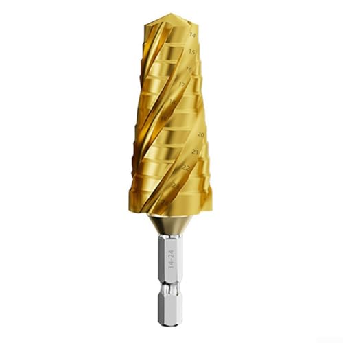 babominimer Professionelles HSS-Stufenbohrer-Set mit 4 Schneidrillen, titanbeschichtet, Multimaterial-Lochschneider, 14–24 mm, 24–32 mm, für Werkstatt (Gold, 14–24 mm) von babominimer