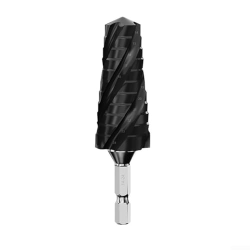 babominimer Professionelles HSS-Stufenbohrer-Set mit 4 Schneidrillen, titanbeschichtet, Multimaterial-Lochschneider, 14–24 mm, 24–32 mm, für Werkstatt (schwarz, 14–24 mm) von babominimer