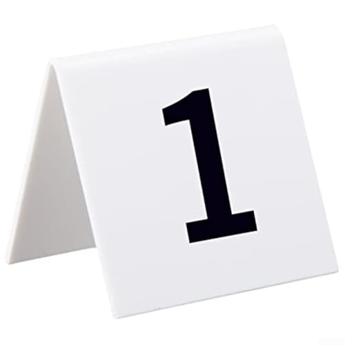 babominimer Tischnummernschilder aus Acryl, V-förmig, Schwarz auf Weiß, leicht, für Restaurant, Esszimmer und Hochzeit, Veranstaltungen, Schreibtisch, 10 Stück (weiß) von babominimer