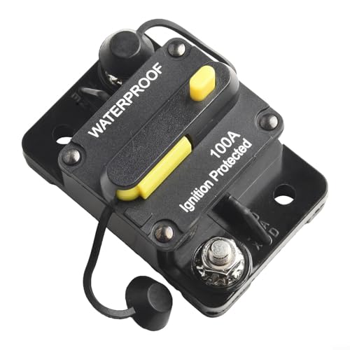 babominimer Wasserdichter Leitungsschutzschalter, 30–300 A, 12 V-48 V Gleichstrom, manuelles Zurücksetzen, IP67, für Auto, Boot, Wohnmobil, LKW, elektrischer Schutz (100 A) von babominimer