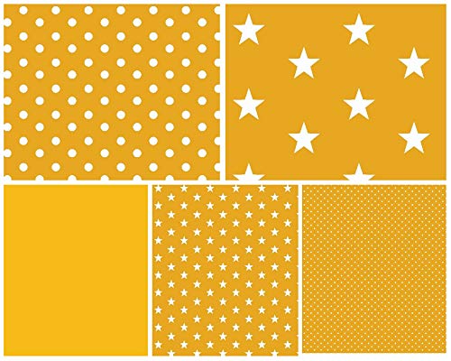 babrause® Stoffpaket Baumwollstoff 5x(50x150cm) Öko Tex zertifiziert - Patchworkstoffe (gelb) von babrause