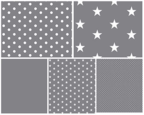 babrause® Stoffpaket Baumwollstoff 5x(50x150cm) Öko Tex zertifiziert - Patchworkstoffe (grau) von babrause