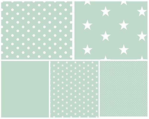 babrause® Stoffpaket Baumwollstoff 5x(50x150cm) Öko Tex zertifiziert - Patchworkstoffe (mint) von babrause