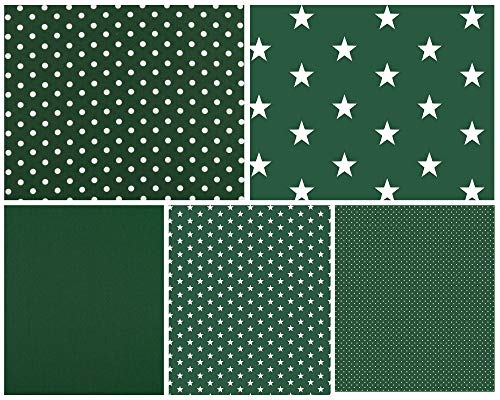 babrause® Stoffpaket Baumwollstoff 5x(50x150cm) Öko Tex zertifiziert - Patchworkstoffe (tannengrün) von babrause