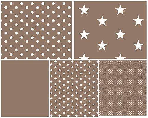 babrause® Stoffpaket Baumwollstoff 5x(50x150cm) Öko Tex zertifiziert - Patchworkstoffe (braun) von babrause