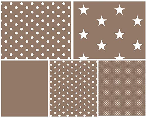 babrause® Stoffpaket Baumwollstoff 5x(50x150cm) Öko Tex zertifiziert - Patchworkstoffe (braun) von babrause