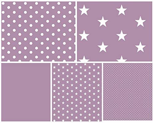 babrause® Stoffpaket Baumwollstoff 5x(50x150cm) Öko Tex zertifiziert - Patchworkstoffe (flieder) von babrause