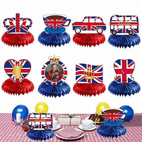 backlight König Charles III Krönungsdekorationen | Charles III Coronation Flag Tabletop Wabendekoration - 8 Stück Britische Flagge Partyzubehör König von England Feier backlight König Charles III Krönungsdekorationen | Charles III Coronation Flag Tabletop Wabendekoration - 8 Stück Britische Flagge Partyzubehör König von England Feier von backlight