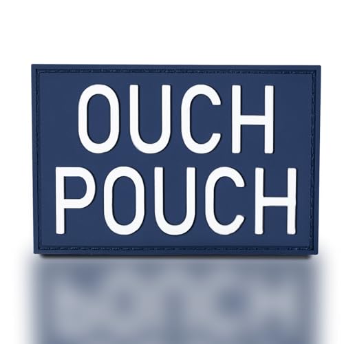 backtime Ouch Pouch Morale Patch PVC Tactical Patch mit Klettverschluss, lustiger 3D-Gummi-Humor Patch für Rucksäcke, Taschen, Jeans, Jacke, Weste, Hut, Helm, Weiß / Blau von backtime