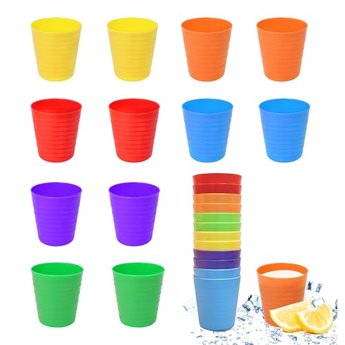 badaren 12er-Pack Kunststoffbecher Bunt, 250 Ml Plastikbecher Mehrweg, Trinkbecher für Kinder, 6 Farben – Bunt Plastikbecher – Perfekt für Geburtstage, Partys, Küche, Picknicks, Camping, Reisen von badaren