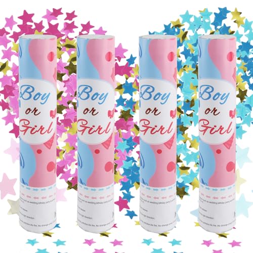 badaren Gender Reveal Konfetti Kanone Junge oder Mädchen, Gender Reveal Konfetti Kanone, Konfetti-Kanone für Jungen oder Mädchen, 2 Rosa und 2 Blau Konfettikanone für Gender Reveal Party-28cm badaren Gender Reveal Konfetti Kanone Junge oder Mädchen, Gender Reveal Konfetti Kanone, Konfetti-Kanone für Jungen oder Mädchen, 2 Rosa und 2 Blau Konfettikanone für Gender Reveal Party-28cm von badaren