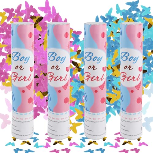 badaren Gender Reveal Konfetti Kanone Junge oder Mädchen, Gender Reveal Konfetti Kanone, Konfetti-Kanone für Jungen oder Mädchen, 2 Rosa und 2 Blau Konfettikanone für Gender Reveal Party-28cm badaren Gender Reveal Konfetti Kanone Junge oder Mädchen, Gender Reveal Konfetti Kanone, Konfetti-Kanone für Jungen oder Mädchen, 2 Rosa und 2 Blau Konfettikanone für Gender Reveal Party-28cm von badaren