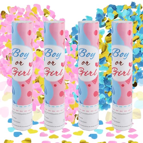 badaren Gender Reveal Konfetti Kanone Junge oder Mädchen, Gender Reveal Konfetti Kanone, Konfetti-Kanone für Jungen oder Mädchen, 2 Rosa und 2 Blau Konfettikanone für Gender Reveal Party-28cm badaren Gender Reveal Konfetti Kanone Junge oder Mädchen, Gender Reveal Konfetti Kanone, Konfetti-Kanone für Jungen oder Mädchen, 2 Rosa und 2 Blau Konfettikanone für Gender Reveal Party-28cm von badaren